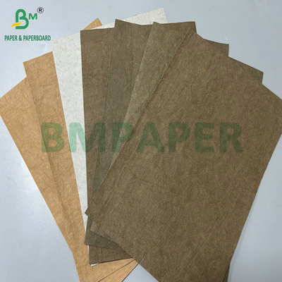 0.3mm 0.55mm 150cm Genişlik Kahverengi kırışıklıklar El çantaları için önceden yıkanmış kraft kumaş