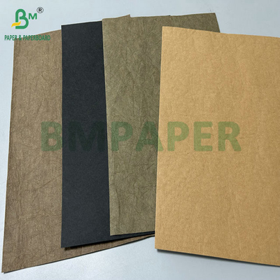 0.3mm 0.55mm 150cm Genişlik Kahverengi kırışıklıklar El çantaları için önceden yıkanmış kraft kumaş