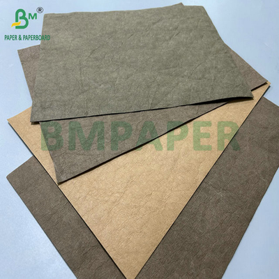 0.3mm 0.55mm 150cm Genişlik Kahverengi kırışıklıklar El çantaları için önceden yıkanmış kraft kumaş