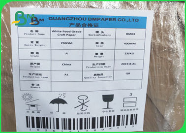 400 / 600mm 70gsm Grade A Craft Kağıt Makaralarında% 100 Gıda Sınıfı Yazdırılabilir