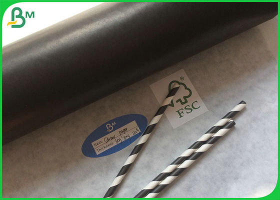 Kahve Veya Süt Çay için 60gsm FSC Ve FDA Belgesi Yazdırılabilir Siyah Straw Food Grade Kağıt Rulo