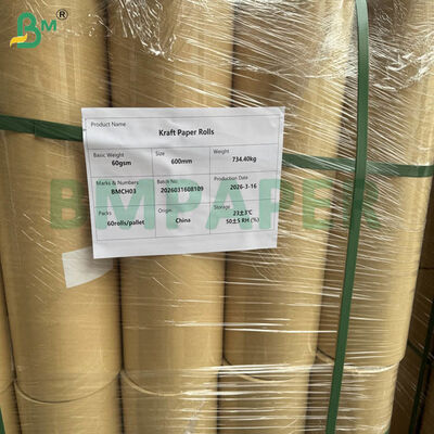 600mm Genişliğinde Ambalaj Kraft Kağıt Ruloları 50mm Çekirdek | 60gsm 80gsm | Özel Uzunluk Mevcuttur