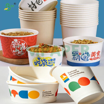 Yüksek Sertlikli PE Laminasyonlu Kağıt Tek kullanımlık Sıcak Çorba Noodle Bowl Yazdırılabilir